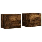 vidaXL Tables de chevet murales 2 Pièces chêne fumé 45x30x35 cm