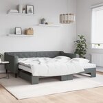 vidaXL Lit de jour avec gigogne et matelas gris foncé 100x200 cm tissu