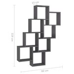 vidaXL Étagère murale cube Gris brillant 90x15x119cm Bois d’ingénierie