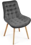 Lot de 4 chaises de salon salle à manger pied en bois et velours gris foncé 01_0000735