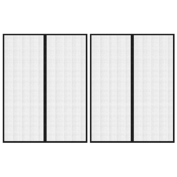 vidaXL Rideaux de porte anti-insectes 2 Pièces et aimants noir 230x160 cm