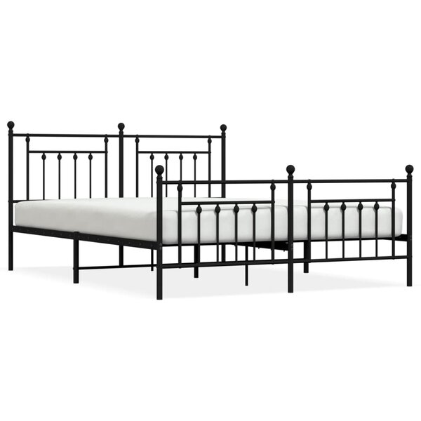 vidaXL Cadre de lit métal sans matelas avec pied de lit noir 180x200cm