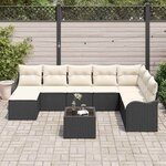 vidaXL Ensemble de canapé de jardin 9 Pièces Noir et blanc Poly rotin
