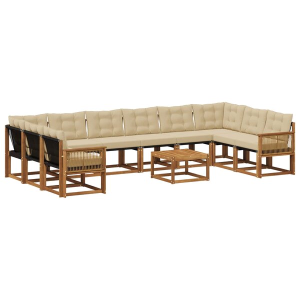 vidaXL Ensemble de canapés d'extérieur 11 Pièces Naturel et Beige