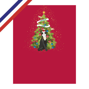 Carte double joyeux noël sapin et chat