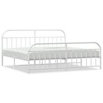 vidaXL Cadre de lit métal sans matelas et pied de lit blanc 193x203 cm