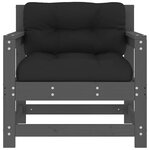 vidaXL Chaises de jardin et coussins lot de 2 gris bois de pin massif