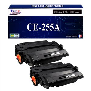T3AZUR -2x Toners compatibles avec HP CE255A (55A) pour HP LaserJet Enterprise 500 MFP M521DN  M521DW  M525  M525C  M525DN  M525F