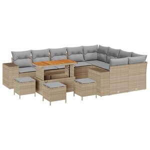 vidaXL Ensemble de canapé de jardin 13 Pièces Beige et Gris clair