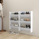 vidaXL Armoires à chaussures murales 2 Pièces Blanc 60x18x90 cm Aggloméré
