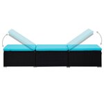 Vidaxl chaise longue avec coussin et table à thé résine tressée bleu