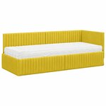 vidaXL Cadre de lit d'angle avec matelas 2 Pièces Jaune Velours
