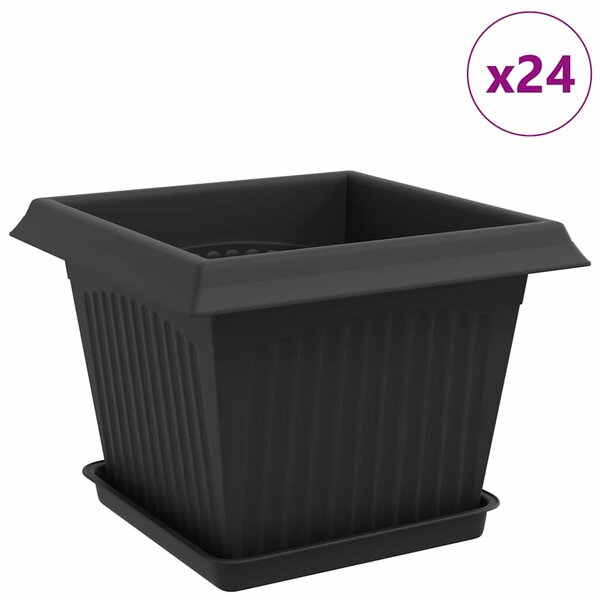 vidaXL Pots de plantes 24 Pièces Noir 23 x 23 x 17 5 cm Plastique