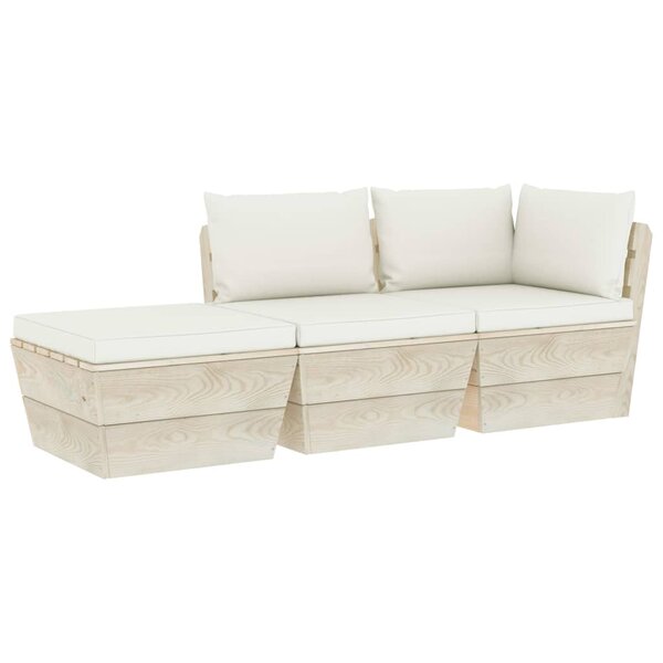 vidaXL Salon de jardin palette 3 Pièces avec coussins bois d'épicéa