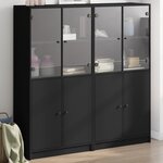 vidaXL Bibliothèque avec portes noir 136x37x142 cm bois d'ingénierie