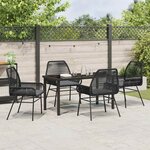 vidaXL Ensemble de salle à manger pour jardin 5 Pièces Noir polyrotin