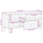 vidaXL Meuble TV 100x33x46 cm bois massif de manguier