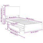 vidaXL Lit de Rangement Chêne fumé 90 x 190 cm Bois d'ingénierie