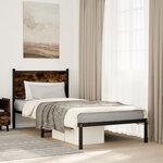vidaXL Cadre de lit en métal sans matelas chêne fumé 75x190 cm