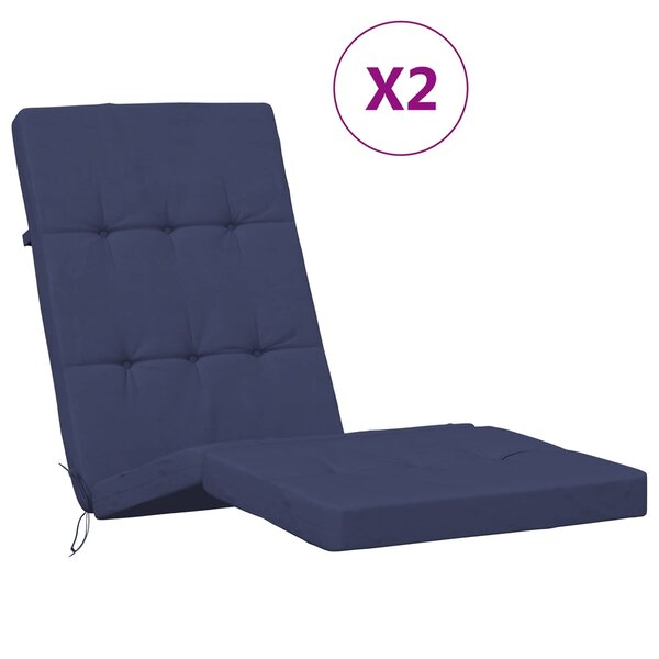 vidaXL Coussin d'extérieur 2 pc Tissu Bleu marine 180 x 55 x 7 cm