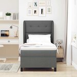 vidaXL Lit box spring avec matelas Gris foncé 90x200 cm en tissu