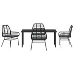 vidaXL Ensemble de salle à manger pour jardin 5 Pièces Noir polyrotin