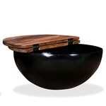 vidaXL Table basse Bois de récupération massif Noir Forme de bol