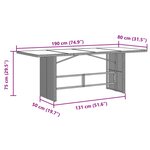 vidaXL Table de jardin avec dessus en verre marron résine tressée