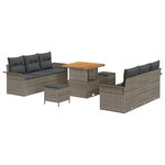 Ensemble de 9 Canapés de Jardin avec Coussins Gris Rattan Poly
