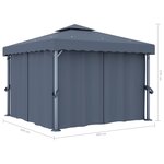 vidaXL Tonnelle avec rideau 3x3 m Anthracite Aluminium