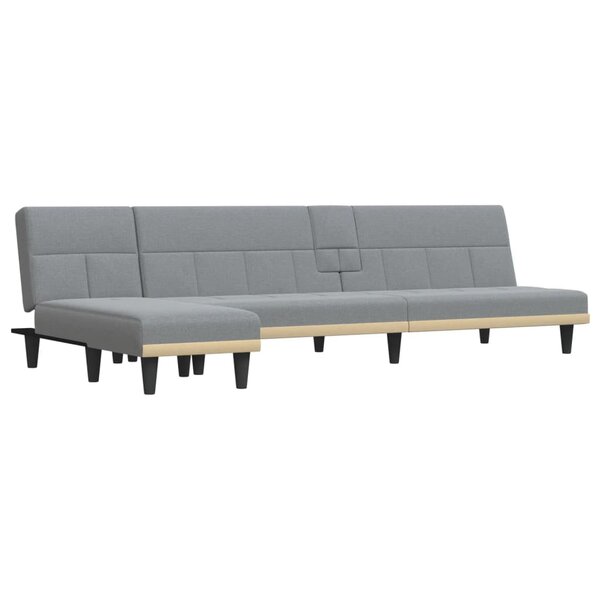 vidaXL Canapé-lit en forme de L gris clair 255x140x70 cm tissu
