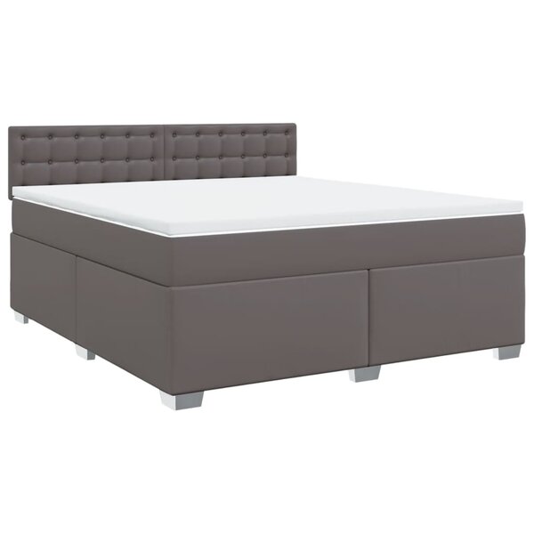 vidaXL Sommier à lattes de lit avec matelas Gris 180x200 cm Similicuir