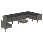 Salon de jardin meuble d'extérieur ensemble de mobilier 9 pièces avec coussins résine tressée gris 02_0018089
