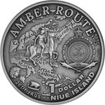 Pièce de monnaie en Argent 1 Dollar g 17.50 Millésime 2025 Amber Route ITALIA