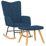 vidaXL Chaise à bascule avec repose-pied Bleu Tissu