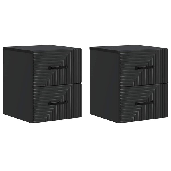 vidaXL Cabinet de chevet mural 2 pc Noir 34 5 x 33 x 40 cm