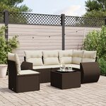 vidaXL Salon de jardin avec coussins 6 Pièces marron résine tressée