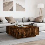 vidaXL Table basse avec LED infini chêne fumé 100x100x40 cm