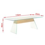 Vidaxl table basse mdf et verre 110 x 55 x 40 cm couleur de chêne