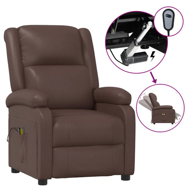 vidaXL Fauteuil de massage électrique Marron Similicuir