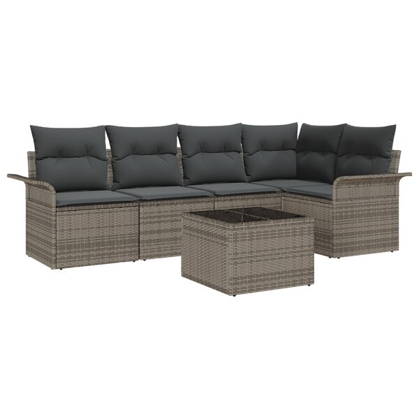 vidaXL Ensemble de Canapés de Jardin 5 Pièces avec Coussins Noir Rattan Polyéthylène