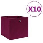 vidaXL Boîtes de rangement 10 Pièces Tissu intissé 28x28x28cm Rouge foncé