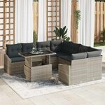 vidaXL Ensemble de canapé de jardin 9 Pièces Gris clair Poly rotin