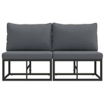 vidaXL Mobilier de jardin avec coussin avec oreiller Noir Aluminium