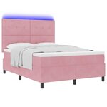 vidaXL Lit à ressort LED avec matelas Rose 160 x 200 cm Velours