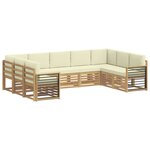 vidaXL Ensemble de canapé d'angle 9 Pièces Blanc et crème Polyester