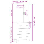 vidaXL Buffet haut Blanc brillant 69 5x34x180 cm Bois d'ingénierie