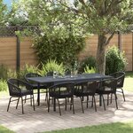 Ensemble de salle à manger jardin 10 pièces avec coussins en poly rotin noir vidaXL