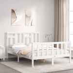 vidaXL Cadre de lit sans matelas blanc 140x190 cm bois de pin massif
