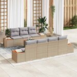 vidaXL Ensemble de canapé de jardin 8 Pièces Beige Poly rotin